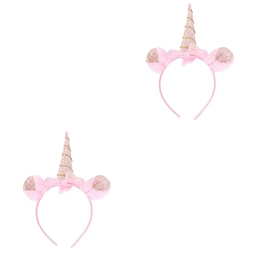 minkissy 2 Stk Stirnband Pailletten-cartoon-haarreifen Stirnbänder Für Katzenohren Einhorn-gastgeschenke Einhorn-horn-stirnbänder Weihnachtshaarband Haarschmuck Kind Hawaii Stoff Strand von minkissy