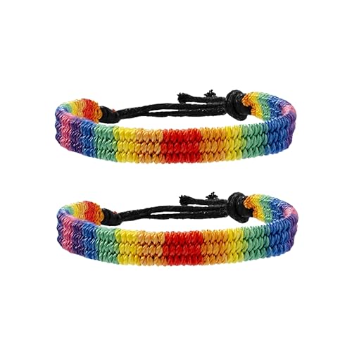 minkissy 2stücke Geflochtenes Regenbogenarmband Für Schwule Und Lesben Handgewebte Armbandkette Aus Hochwertigem Material Bunte Armbänder Für Langen Gebrauch von minkissy
