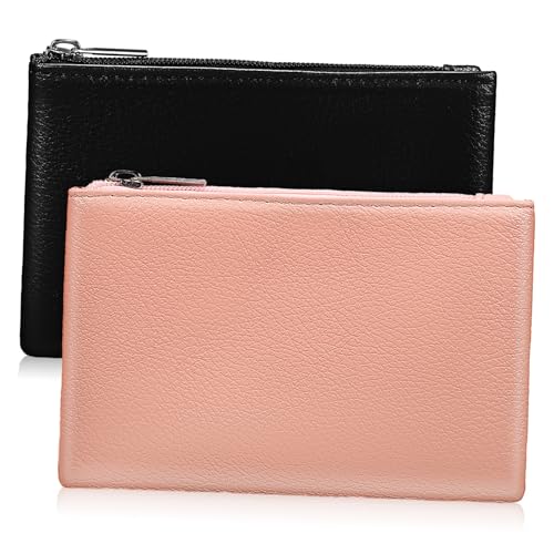 minkissy 2 Stück Geldbörse Mit Reißverschluss Rosa Trendy Für Schlank Geldbeutel Frauen Geldbörse Brieftasche Klein Portemonnaie Wechseln Kleine Münzgrundstück Mini Pu-Leder von minkissy