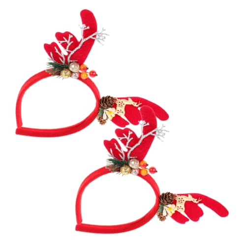 minkissy 2stücke Weihnachts-haarreif Mit Rentiergeweih Festliches Kopfschmuck-accessoire Für Erwachsene Für Weihnachtsfeiern Und Feiertagsfeiern Leicht Und Bequem Zu Tragen von minkissy