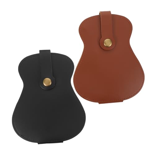 minkissy 2 Stück Gitarrenplektrenhalter aus PU Leder mit Fächern Praktischer Pick Organizer für Akustik Gitarre Bass Ukulele und Banjo Stilvolle Aufbewahrungstasche für Plektren von minkissy