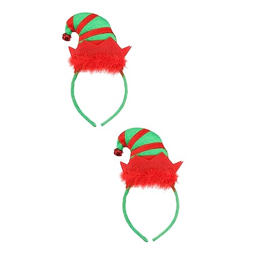 minkissy 2 Stk Mini-weihnachtsmützen-stirnbänder Kopfbedeckung Mit Elfenmütze Weihnachtskopfschmuck Zubehör Kopfbedeckungen Für Elfenkostüme Stirnband Haarspangen Haarnadel Niedlich Damen von minkissy