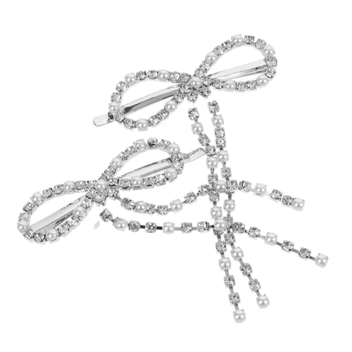 minkissy 2 Stück Haarklammern mit Schleifen Design Dekorative Haarspangen für Damen Funkelnde Haarclips für Hochzeiten Vintage Haarschmuck von minkissy