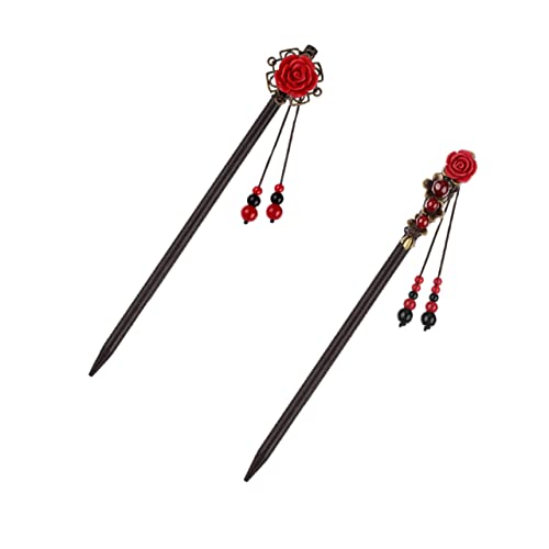 2st Haarnadel Chinesische Haarst?bchen Ebony Hair Stick. Japanischer Haarschmuck Damen Haarstäbchen Für Essst?bchen- Haarspins. Haarstab Hutnadel Holz Fräulein Schmücken Die Blumen von minkissy