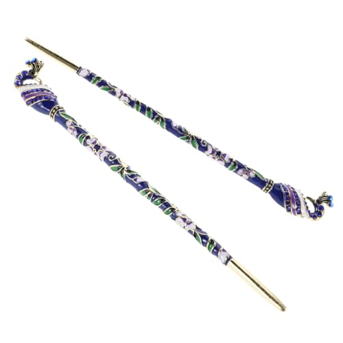 minkissy 2stücke Blaue Chinesische Haarnadeln Haarstäbe Aus Legierung Für Damen Traditionelle Haargabel Für Hanfu Vintage-haarschmuck Für Frisuren Retro-haarschmuck Für Langes Haar von minkissy
