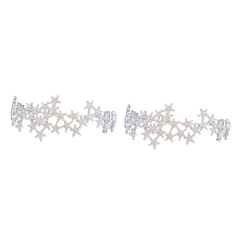 2st Sternenhaar Weihnachten Schmuck Stern Haarschmuck Himmlisch Stern Kopfschmuck Stern Tiara Für Frauen Sternkronen Geburtstag Mond Strassstern Kristall Braut Stirnband Weiß von minkissy