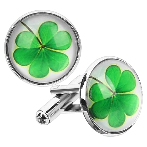 minkissy 2 Stück Herren Manschettenknöpfe Vierblättriges Kleeblatt Design Accessoires für Hemden Perfektes Patrick's Day von minkissy