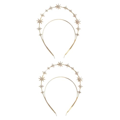 minkissy 2 Stück Hexagramm Stirnband Glitzer Stirnband Haarschmuck für Braut Gold Strass Trim Hochzeit Braut Kopfschmuck Stirnbänder für Frauen Zartes Braut Haarband Party Stirnband Barock von minkissy