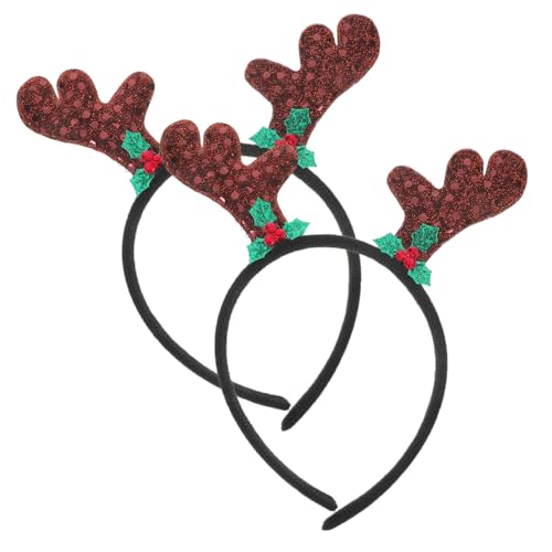 minkissy 2 Stück Hirschgeweih Stirnband Neuartig Rentier Weihnachten Erntedankfest Babygeweih Gruselige Party Haar Stirnbänder Für Frauen Und Mädchen Süßes Erwachsenes Lustiges von minkissy