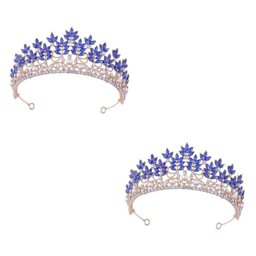 minkissy 2 Stück Hochzeit Tiara Hochzeit Braut Tiara Prinzessin Tiara Prinzessin Kronen Barock Hochzeit Strass Diademe Braut Kopfschmuck Braut Haarschmuck Frauen Tiara Stirnband Blau von minkissy