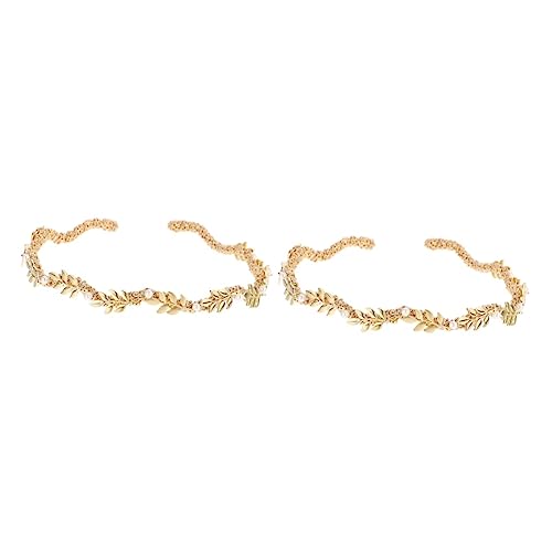 minkissy 2st Hochzeitskleid Stirnband Zubehör Für Haarbänder Kopfschmuck Für Die Braut Stirnband Für Frauen Haargummis Für Frauen Damen-stirnband Blattrebe Goldlinie Legierung Fräulein von minkissy