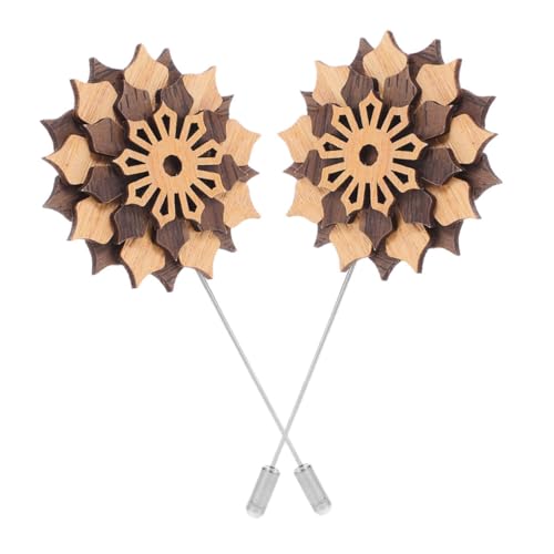 minkissy 2 Stück Holzbrosche Bambus Pullover Brosche Blume Boutonnieres Pin Brosche Anzug Reversnadel Bräutigam Blumennadel Schalnadel Schalnadel Kreative Reversnadel Herren Reversnadel von minkissy