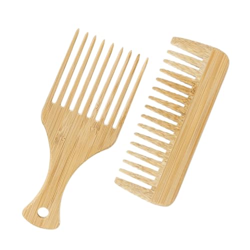 minkissy 2stücke Holzkamm Mit Breiten Zähnen Für Männer Bartkamm Aus Holz Kopfhautmassagegerät Haarkamm Für Lockiges Haar Friseur-haarkamm von minkissy