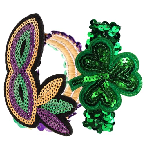 minkissy 2 Stück Irish Party Wristbands mit Glitzer Pailletten Leichte Hautfreundliche St Patrick Day Armbänder in Gold und Grün Vielseitig als Hand oder Haarband für Festliche Anlässe und von minkissy