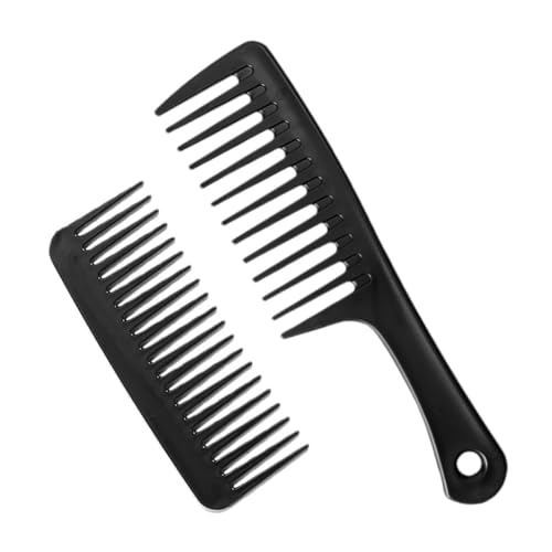 minkissy 2 Stück Kämme Mit Breiten Zähnen, Zum Entwirren Von Nass- Oder Trockenkämmen Für Die Dusche, Haarstylingbürsten Für Natürlich Lockiges Langes Haar, Damen Und Herren, Schwarz von minkissy