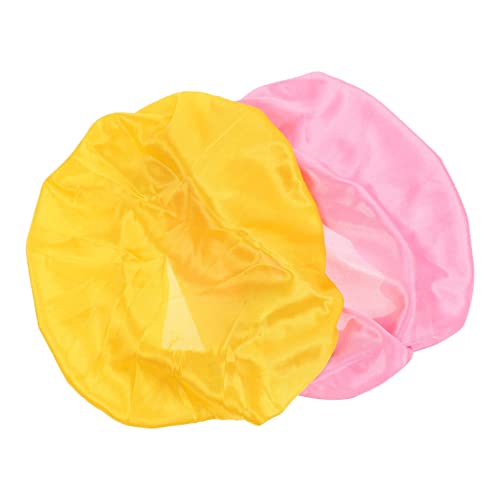 minkissy 2 Stück Kinder-schlafmütze Elastischer Badehut Für Die Haarpflege Weiche Duschhaube Aus Seide Unisex-kinderhut Mit Breiter Krempe Gelb von minkissy