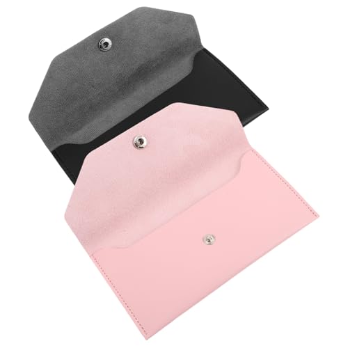 minkissy 2 Stück Kleine Damen Kleingeldbörse aus PU Material mit Druckknopf Verschluss Kompakter Kartenhalter und Münzfach Praktisches Teiliges Schwarz für Alltag von minkissy