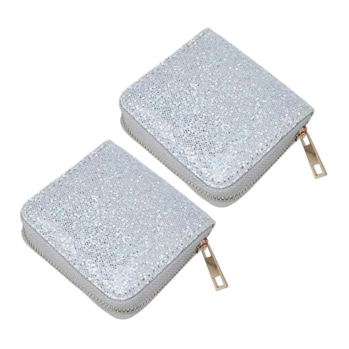 minkissy 2stücke Reißverschluss-geldbörse Für Damen Kleine Karten-geldbörse Mit Reißverschluss Kreditkarten-geldbörse Geldbörse Für Damen Kleiner Kartenhalter Glänzende Geldbörse Kompakt Un von minkissy