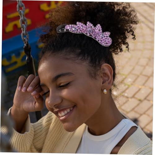 minkissy 2 Stück Kristall Banane Haarklammern Strass Haarspangen für Damen Glänzende Ponytail Haarschmuck Robustes Legierungsmaterial Geeignet für Langes Lockiges und Glattes Haar von minkissy
