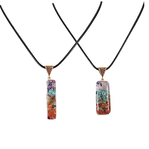 2 Stück Kristallstein Anhänger Halskette Naturstein mit Lederband DIY Schmuckgestaltung für Frauen Männer von minkissy