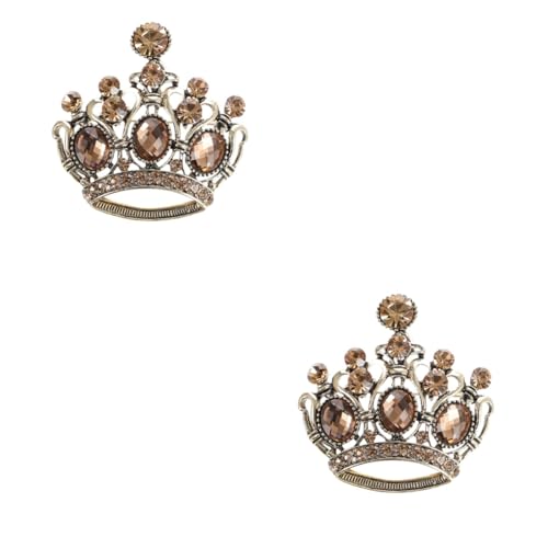 minkissy 2 Stück Krone Brosche Legierung für Damen und Herren Dekorativer Anstecker für Kleidung Schals und Hüte Retro Design Amberfarbe von minkissy