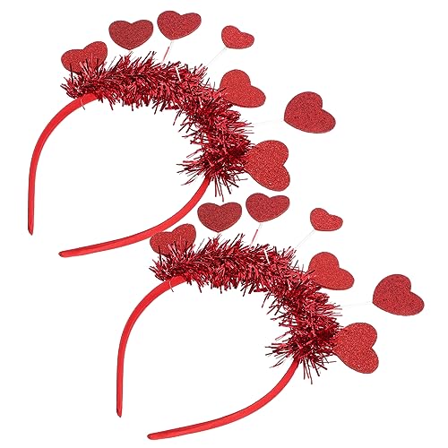 minkissy 2st Liebe Stirnband Accessoires Verkleiden Herz-stirnband Zum Valentinstag Liebe Herz-antennen-stirnbänder Valentinsgruß Liebe Herz Kopfbedeckungen Haarband Knallt Stoff von minkissy