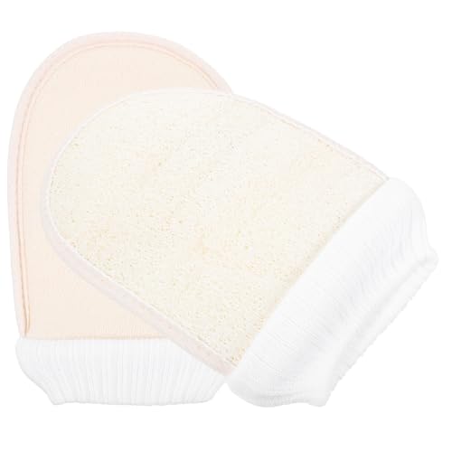 minkissy 2 Stück Loofah Peelinghandschuhe Exfolierender Duschhandschuh mit Elastischem Sanftes Körperpeeling für Damen und Herren Natürliche Hautreinigung und Abgestorbene Hautentfernung von minkissy