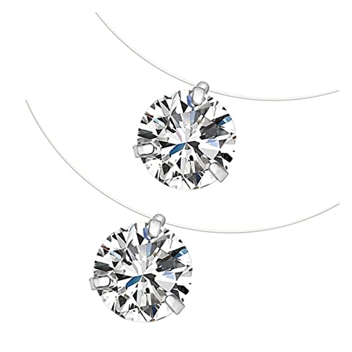 minkissy 2 Stück Mädchen Halskette mit Unsichtbarem Fischdraht Zirkonia Anhänger Transparente Kette Modischer Schmuck für Alltag und Party von minkissy