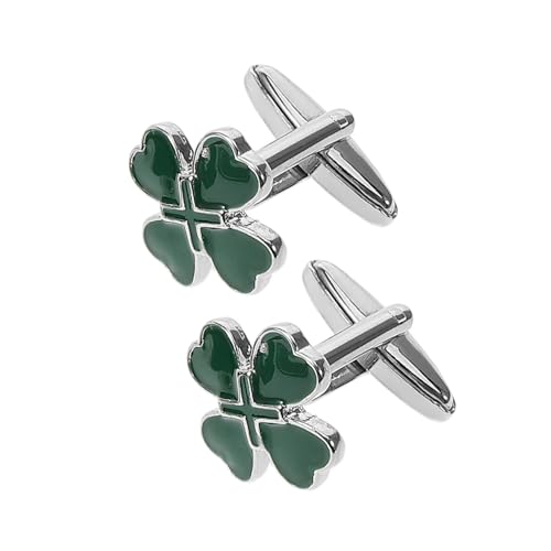 minkissy 2 Stück Manschettenknöpfe für Herren Legierung mit Irischem Herz Vierblättrigem Kleeblatt Elegantes Design für Patrick's Day Vielseitig für Geschäftliche und Formelle Anlässe von minkissy
