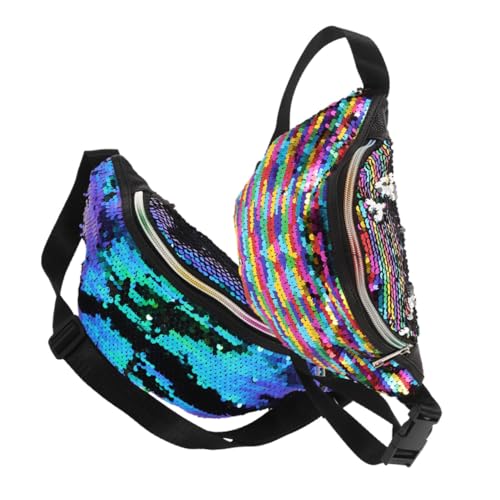 minkissy 2stücke Pailletten-Bauchtasche Für Mädchen Glitzer-gürteltasche Mit Verstellbarem Riemen Bunte Pailletten-hüfttasche Umhängetasche Für Outdoor Und Sport von minkissy