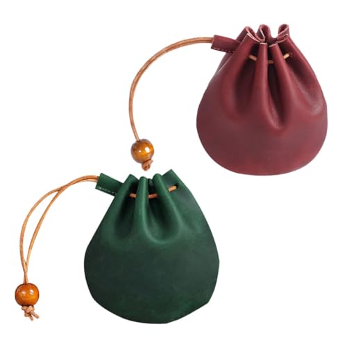 minkissy 2stücke Mini Pu Drawstring Pouch Vintage Geldbörse Für Damen Kompakte Kosmetiktasche Stilvoller Reisebeutel Für Alltag Und Organisation von minkissy