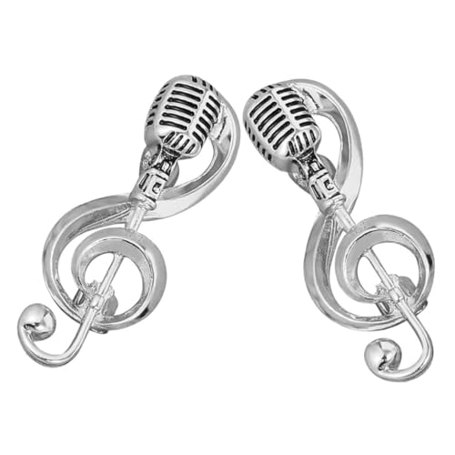 minkissy 2 Stück Musik Brosche Retro Mikrofon Brosche Mode Schmuck Brosche Klassisches Mikrofon Brosche Musiker Brosche Gold Musical Broschen für Frauen Mode-Anzug-Brosche Legierung Silver von minkissy