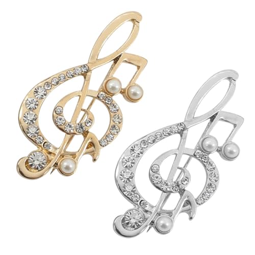minkissy 2 Stück Musiksymbole Borsten Boutonniere Brosche mit Musiksymbol Broschen für Frauen Partybroschen Musical Kleidung Musik-Schmuck-Brosche Musikstifte Strasssteine von minkissy