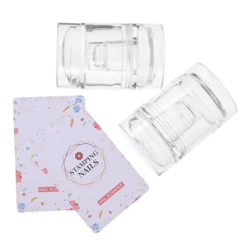 minkissy 2 Stück Nail Stamp French Tip Tool aus Klarem Flexiblem Silikon Weicher Transparenter Stempel für Präzise Nageldesigns Integrierter Stempel Platte und Muster für DIY Maniküre von minkissy
