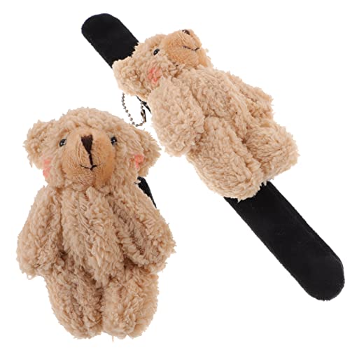 minkissy 2 Stück Niedliche Kleine Bären Plüsch Slap Armbänder für Jugendliche Weiche Stoffarmbänder Leichte Tragbare Tier Schnapparmbänder für Partys und Spielspaß von minkissy