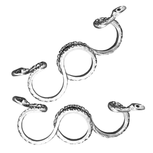 minkissy 2 Stück Offene Schlangenringe für Männer Vintage Drei Finger Statement Ringe Punk Schmuck für Besondere Anlässe und Alltag von minkissy