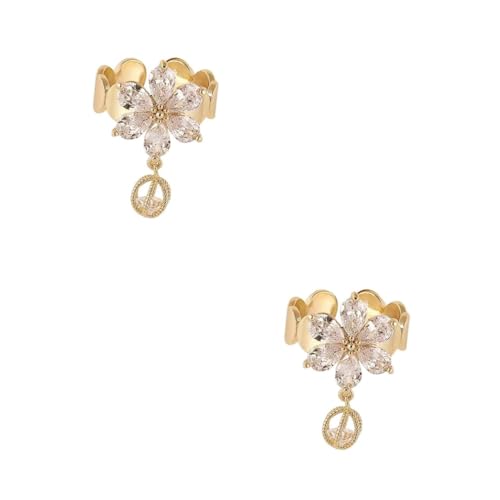 minkissy 2 Stück Offener Blumenring für Damen Verstellbarer Fingerring Kupfer mit Zirkonia Irregulärer Ring für Zeigefinger Stilvolles für Besondere Anlässe Partys von minkissy