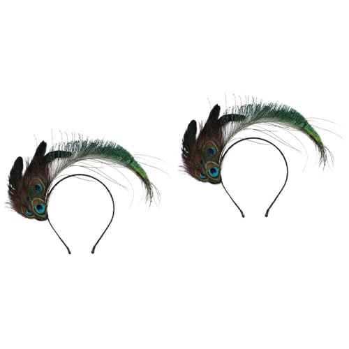 minkissy 2 Stück Pfauen-Stirnband Damen Hüte Und Mützen Kleider Damen Kopftuch 1920Er Jahre Flapper Kopfbedeckung Fascinator Karneval Haarschmuck Cosplay Kopfschmuck Haarband von minkissy
