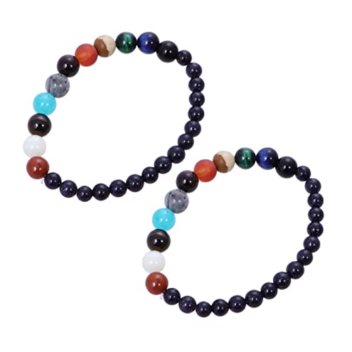 minkissy 2 Stück Planet Armband Unisex Steinperlen Charm Solar System Schmuck für Damen Herren von minkissy