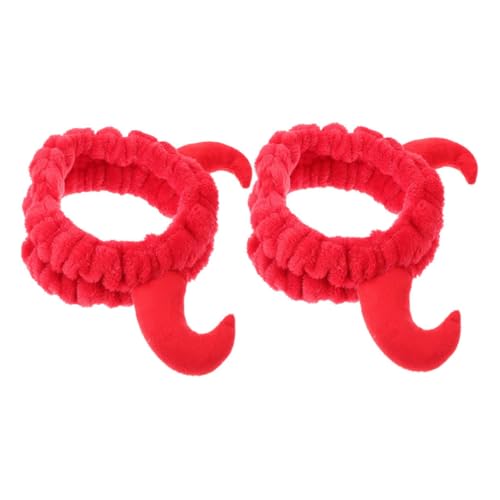 minkissy 2stücke Süße Plüsch Spa Haarband Mit Hörnern Make-up Stirnband Zum Gesicht Waschen Haarbänder Cartoon Plüsch Horn Stirnband Haarband Niedlich von minkissy