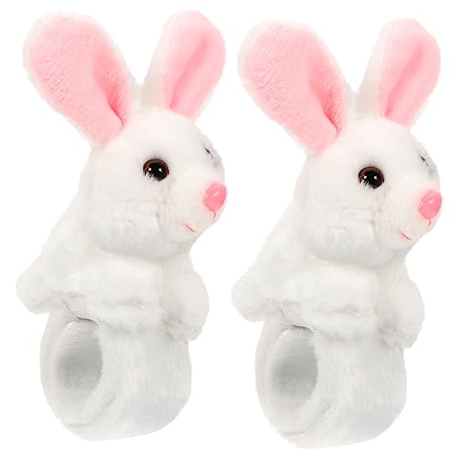 minkissy 2 Stück Plüsch Slap Armband Kuscheltier Hase Kindergeburtstag Partygeschenk Flexibles Weiches Handgelenkband Kreative Mitgebsel für Schulprojekte und Mottopartys von minkissy