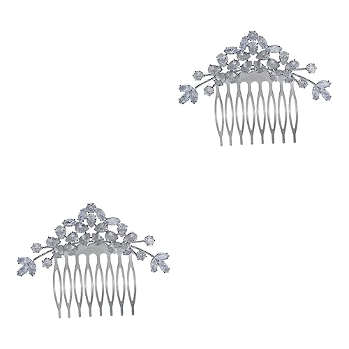 minkissy 2st Kamm Haarschmuck Für Damen Haarschmuck Für Die Braut Haaraufsätze Für Damen Haar Seitenkamm Clip Brautkopfschmuck Für Die Hochzeit Fräulein Bar Mizwa Strass Hochzeitskleid von minkissy