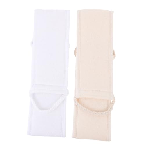 minkissy 2stücke Langer Rückenpeeling Handtücher Doppelseitige Exfoliationswerkzeuge Für Körperreinigung Für Familie Aus Hochwertigem Loofah Mit Aufhängering Beige von minkissy