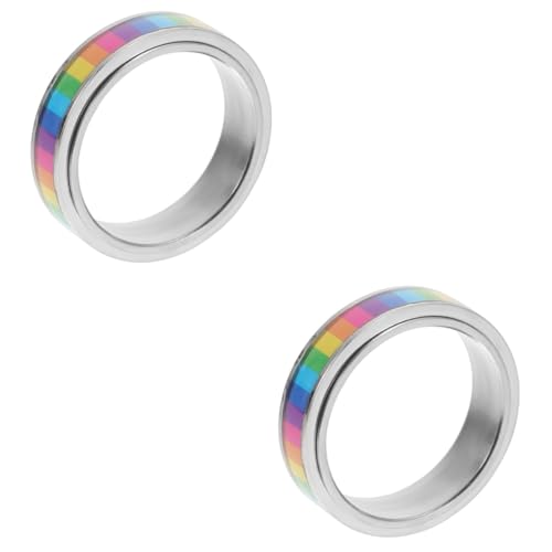 minkissy 2 Stück Regenbogenring Modischer Pride Ring Langlebig Hautfreundlich Partys Besondere Anlässe Einzigartiges Design für Lgbtq Feiern von minkissy