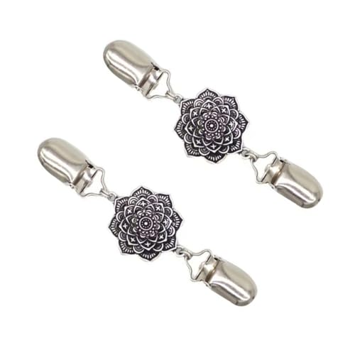 minkissy 2 Stück Retro Pullover Clips mit Metallbrosche Vintage Cardigan Kragen Clips Stabile Strickjacken Schmuck Eleganter Schalhalter für Damen Vielseitig für Hochzeit und Alltag von minkissy