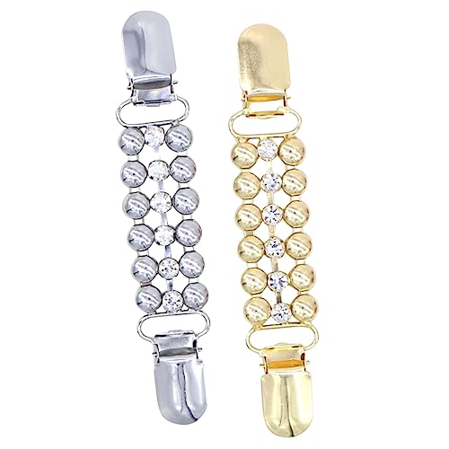 minkissy 2 Stück Retro Pullover Clips mit Strass Broschen Gold Weiß Dekorative Schalverschluss für Kleidung Strickjacke Cardigan Eleganter Schmuck für Damen von minkissy