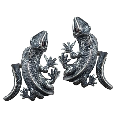 minkissy 2stücke Retro Eidechsenringe Für Männer Handgefertigte Eidechsenwickelringe Einzigartige Tierfingerringe Mit Leopardenmuster Statement-schmuck Für Anlässe von minkissy