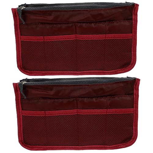 minkissy Groß 2 Stück Rote Geldbörsen Für Damen Hobo-Kosmetiktaschen Clutch Reißverschluss Outdoor-Behälter Faltbar Formschicht Tragbar Dunkel Mehrlagig Mit Make-Up-Handtasche von minkissy