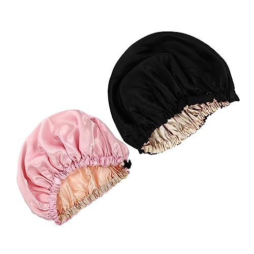 minkissy 2stücke Schlafmütze Für Damen Mit Verstellbarer Schnalle Satin-haarschutzmütze Elastische Haarmütze Für Frauen Zum Schlafen Waschen Für Chemotherapie von minkissy