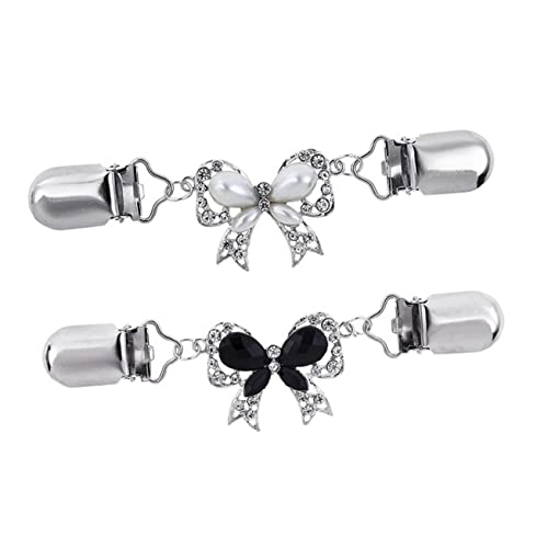 minkissy 2 Stück Schal Clips für Damen Hochwertige Kleidung Accessoires Stilvolle Cardigan Schnallen Weiß und Schwarz für Pullover und Schals von minkissy